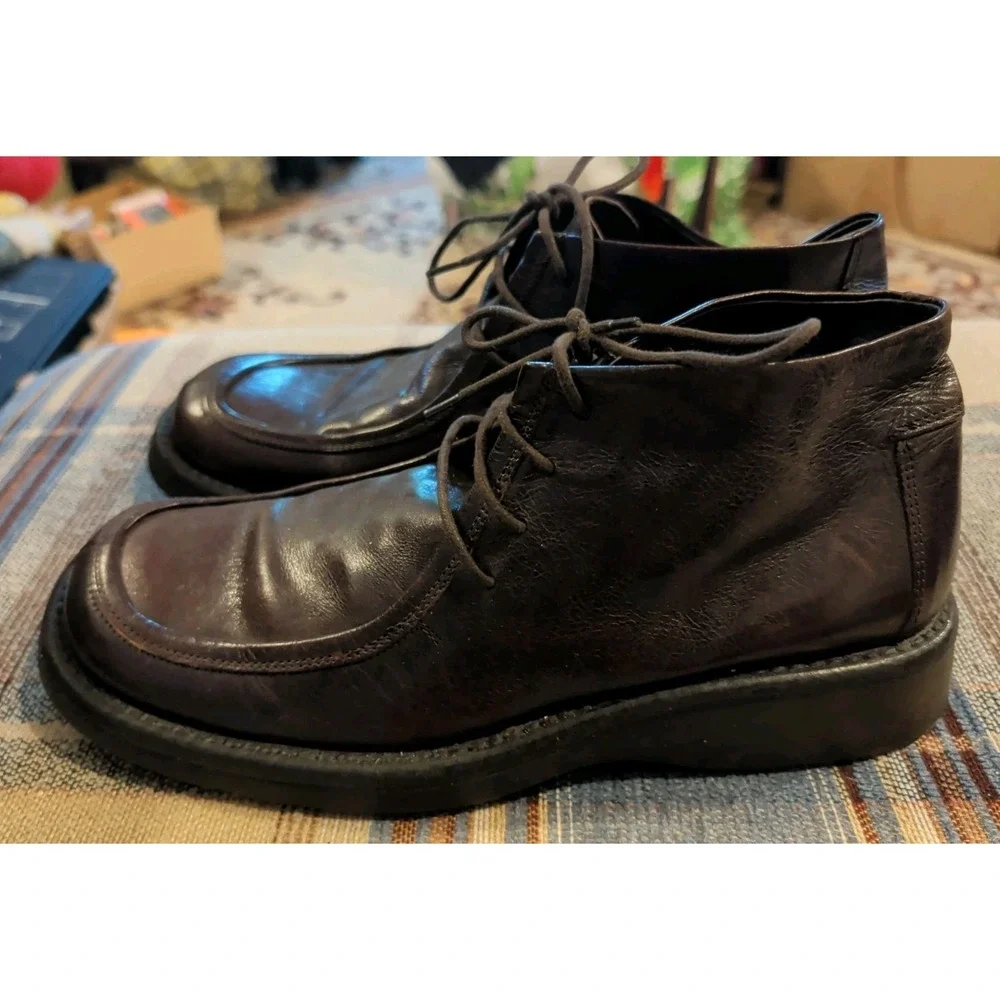 Mens TAXTO Leather Ankle Boots Square Toe Dark Brown Italian Italy Size 8 Bootie